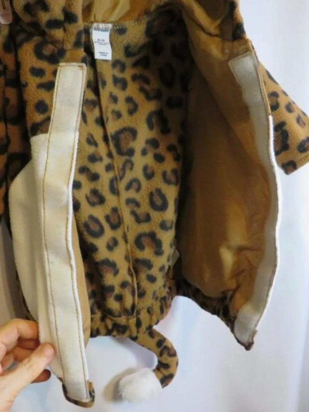 Old Navy Baby Girl Leopard Costume Jacket Hooded Plush Bow Tail 6-12 Months